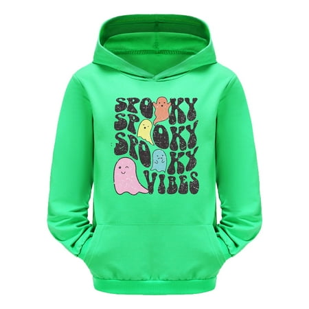 

KTMKH Toddler Boy Girl Fall Clothes Long Sleeve Child Boys Girls Halloween Letter Prints Warm Hoodie Pullover Tops Kids Sweat for 9-10 Years