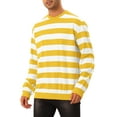 thumbnail image 4 of INSPIRE CHIC Men's Sweatshirts Contrast Stripes Crew Neck Long Sleeve Regular Fit Pullover Sweatshirt 2XL Yellow White, 4 of 6
