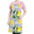 thumbnail image 5 of Yellow Lemon Fruit Tiles Blue Pattern Apron-Garden Aprons for Women with Pockets-Cotton Linen Waterproof Kitchen Cooking Gardening Aprons Adjustable for Kitchen,Cooking,BBQ and Salon 33x27 Inch, 5 of 7