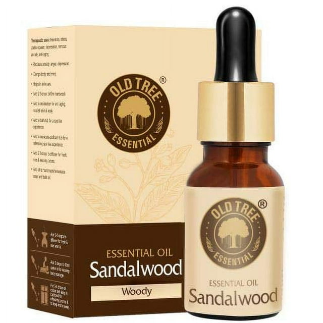 Old Tree Pure Sandalwood Essential Oil for Fragrance, Skin, Bathing (15ml)