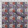 thumbnail image 3 of oneOone Cotton Jersey Gray Fabric Leaves|Lotus & Rose Floral Diy Clothing Quilting Fabric Print Fabric By Yard 58 Inch Wide, 3 of 4