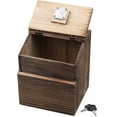 thumbnail image 4 of Wood Charity Donation collection Box Office suggestion Ballot Box With wide slot for envelopes and suggestion comment forms, Pocket and Locking Hinged Lid & Pen for Table Or CountertopRustic-Brown, 4 of 5