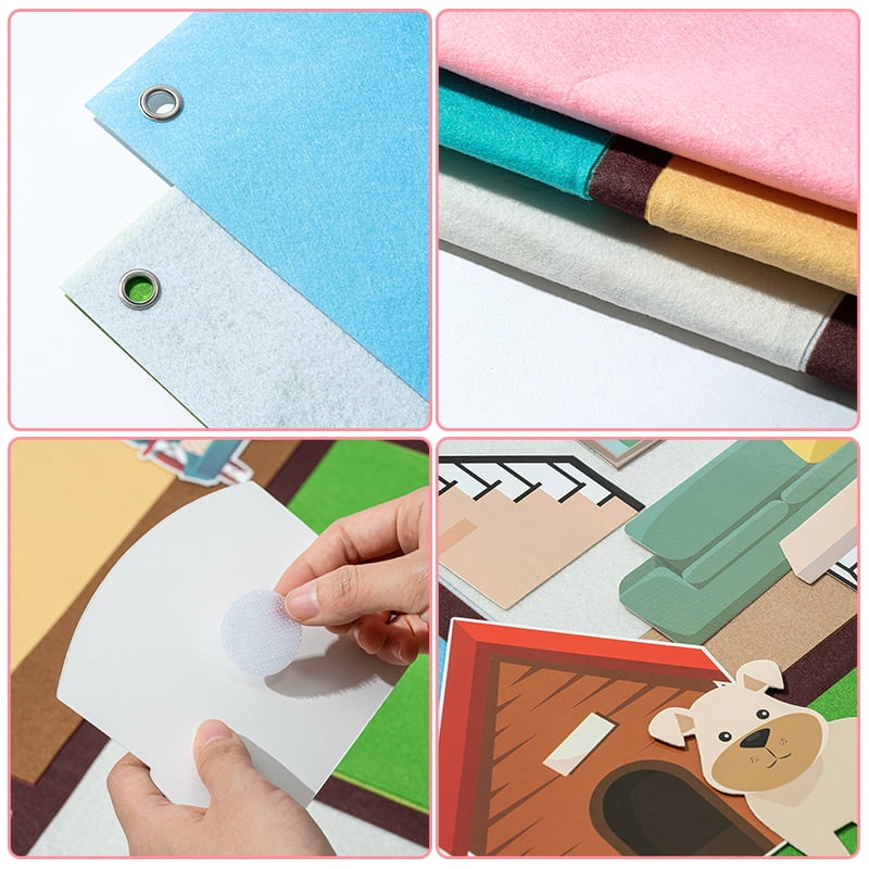 Belanttega My Home Theme Large Felt Board Classroom Wall Decoration Family Interactive Kit To Exercise Pre-school Children's Hands-on Ability Make Your Home Scene