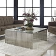 thumbnail image 3 of Modway Gridiron 39.5" Square Glass Top Coffee Table in Silver, 3 of 5