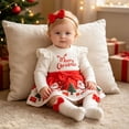 thumbnail image 5 of AWZXDE Holiday Bodysuits For Little Girls Velvet Santa Style Dress Outfit Complete With Matching Festive Hat For Christmas Theme Events E-White - 3-6 Months, 5 of 9