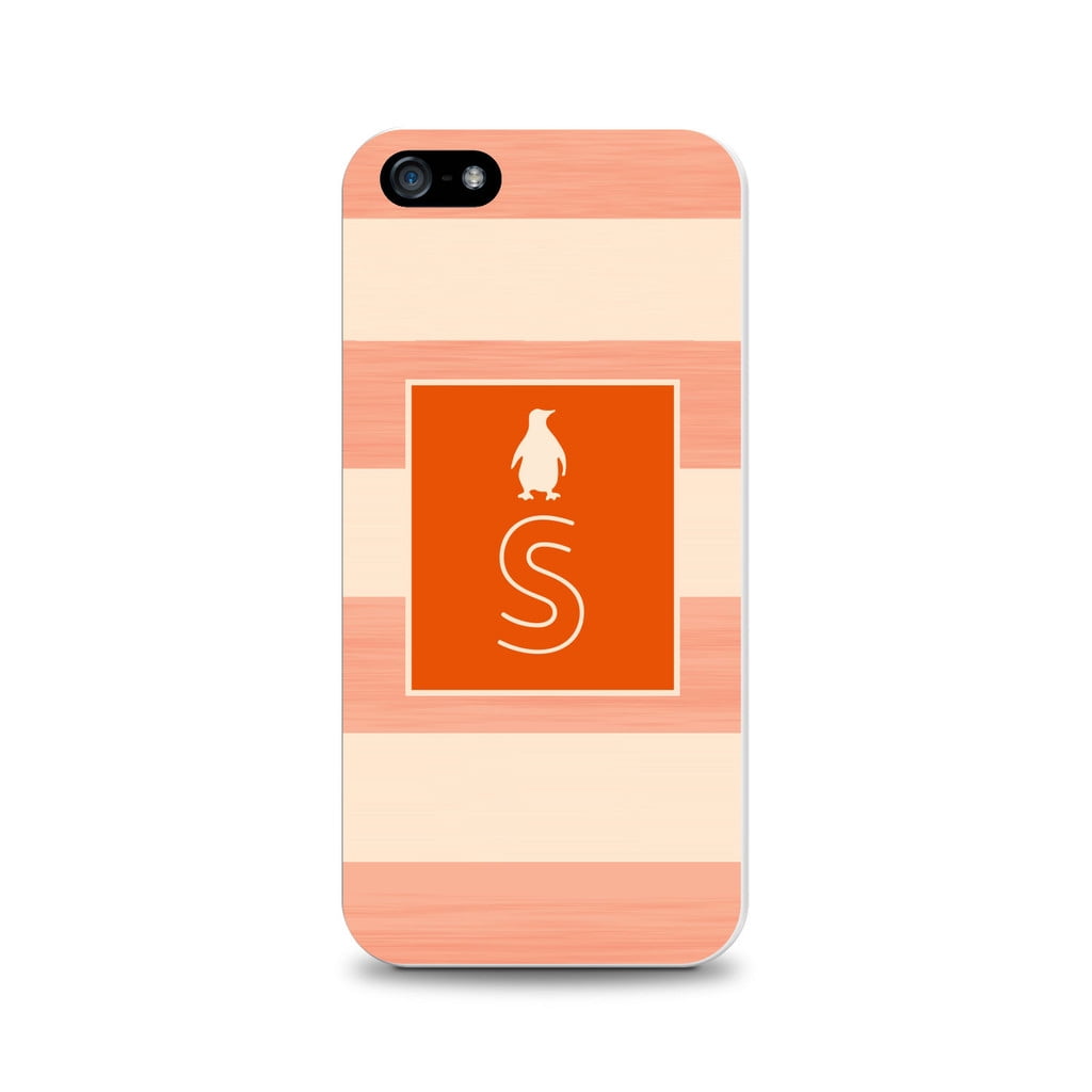 Critter Collection iPhone 5 Case, STRIPES, Orange Penguin
