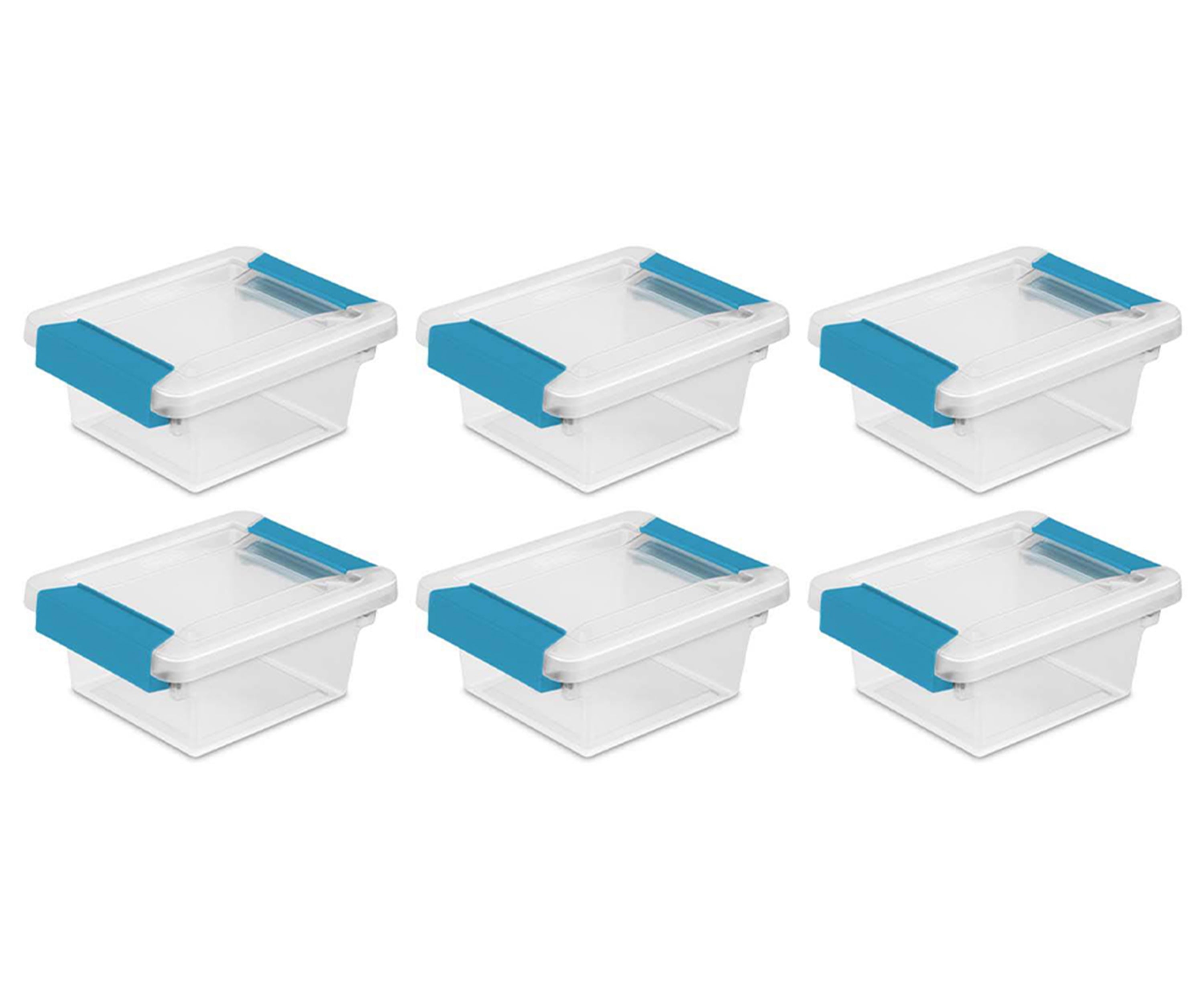 Sterilite Plastic Mini Clip Storage Box Container with Latching Lid, 6