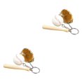 thumbnail image 4 of Toystoory 3 piezas de llavero de béisbol artificial pequeño guante de murciélago de llavero Prop suministros deportivos regalo niños Caqui 2piezas, 4 of 6