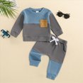 thumbnail image 2 of HCNTES Baby Boy Winter Clothes Baby Outfits Boy Fall 6 12 18 24 Months Boy Clothes Contrast Color Trendy Sweatshirt Trousers Suit, 2 of 7