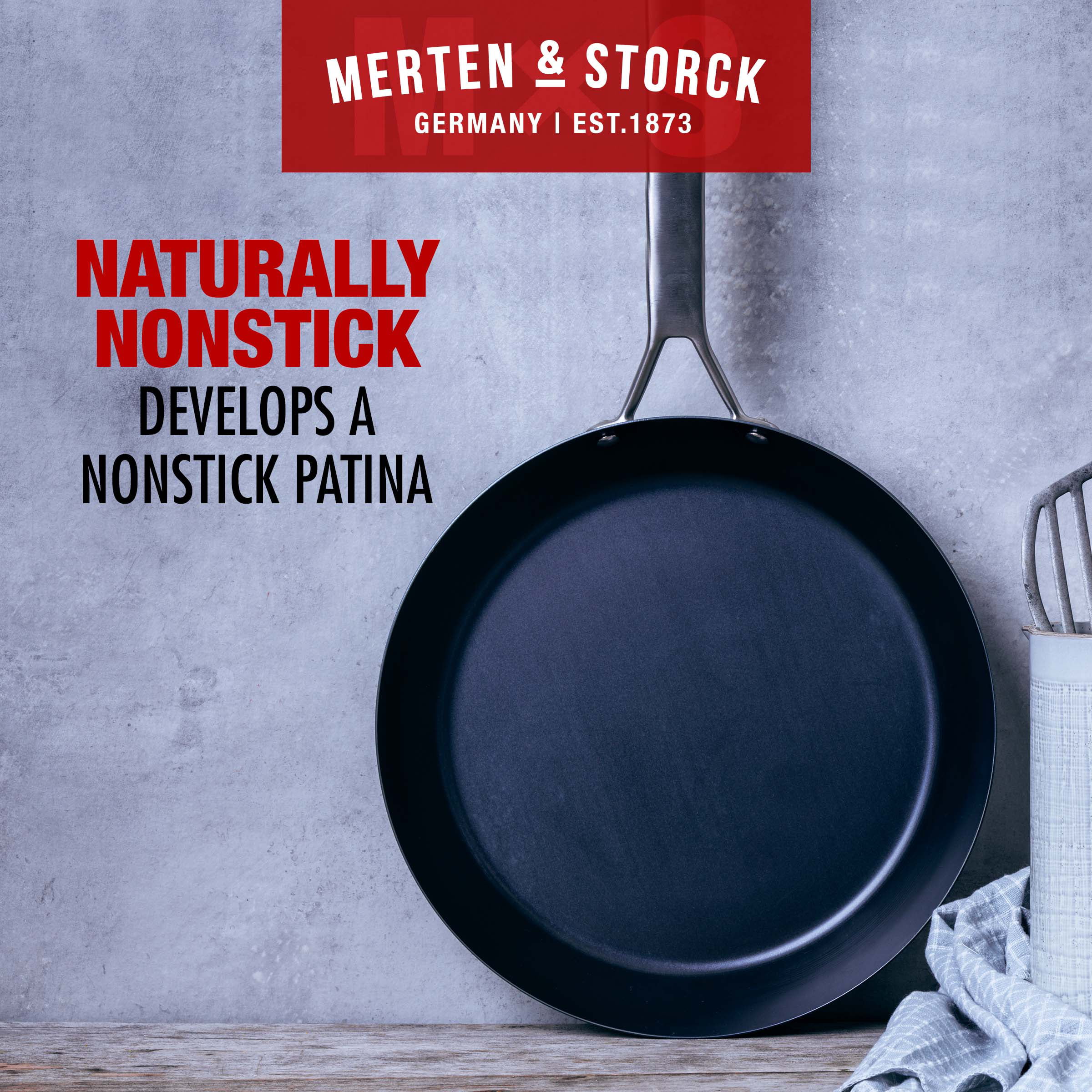 Merten & Storck 12 in. Black Carbon Steel Open Frying Pan CC003337-001 -  The Home Depot
