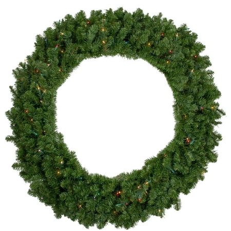 Pre-Lit Canadian Pine Artificial Christmas Wreath - 48-Inch, Multicolor Lights