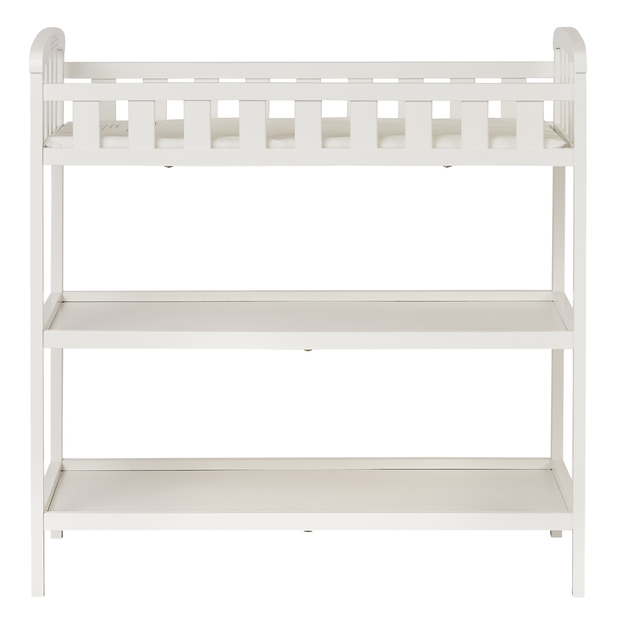 Dream On Me Emily Baby Changing Table with 2 Shelves and Changing Pad, White