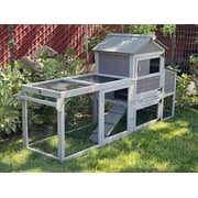 Aivituvin 82.4 Chicken Coop with Wheels, Large Hen House with Run, Chicken Cage for 4-6 Chickens, Weatherproof Asphalt Roof, Nesting Box & Pull-Out Tray