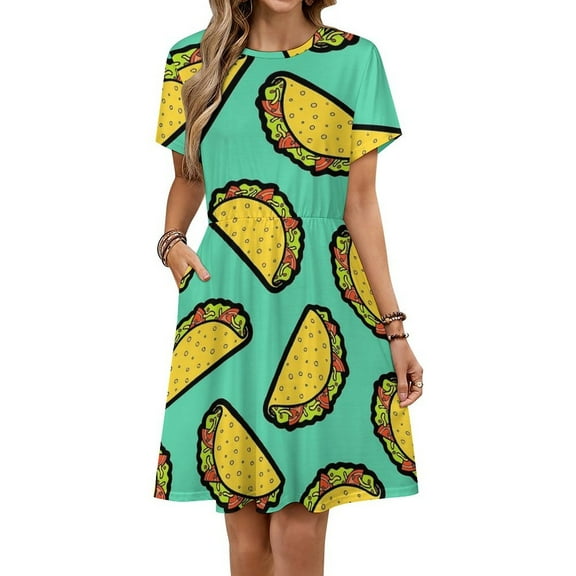It's Taco Time! Women's Dress Short Sleeve Summer Sundress Summer Women Clothes