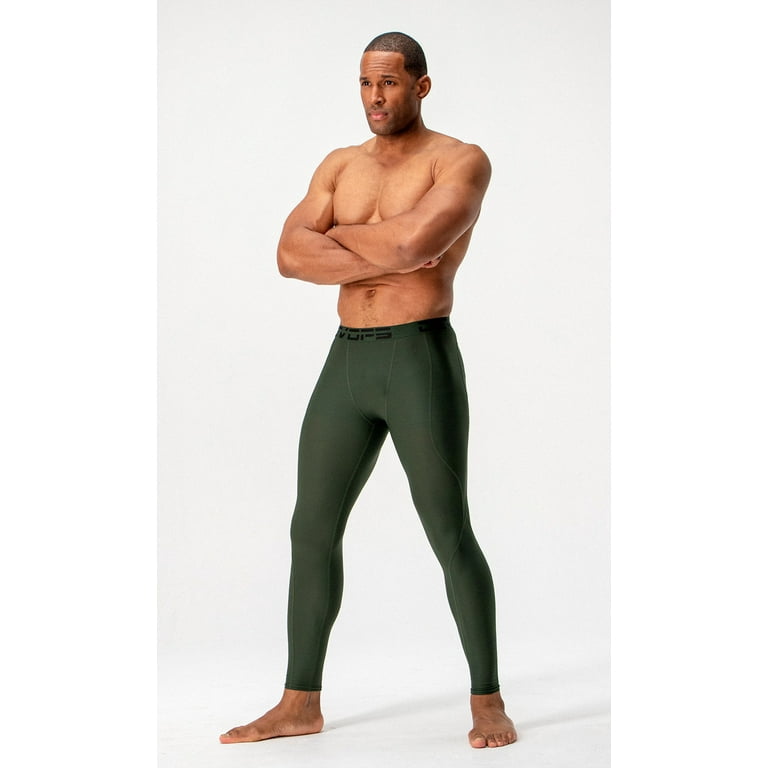 DEVOPS 2 Pack Men's Compression Pants Athletic Leggings (X-Large,  Black/Olive) 