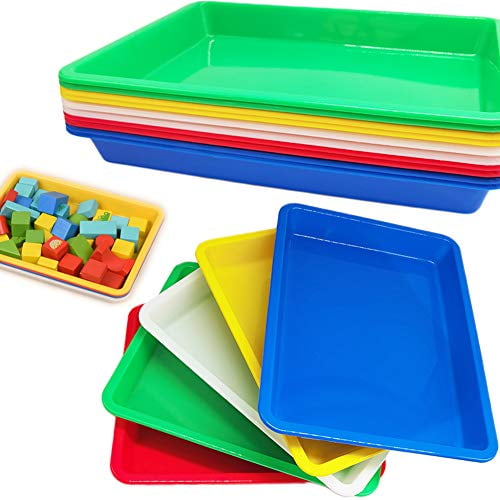 10 Pcs Plastic Art Trays Multicolor, Large Round Plastic Trays For Classroom
