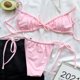 thumbnail image 5 of Traje de baño de bikini de color sólido para mujer Traje de baño de dos piezas con sujetador relleno Ropa de playa Fridja nalpqowj21279, 5 of 6