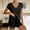 *Black, variant on Women's 2 Piece Loungewear Set, Short Sleeve Crew Neck Top and Shorts, Soft Solid Color Sleepwear for Summer Gray,Women's Plus M