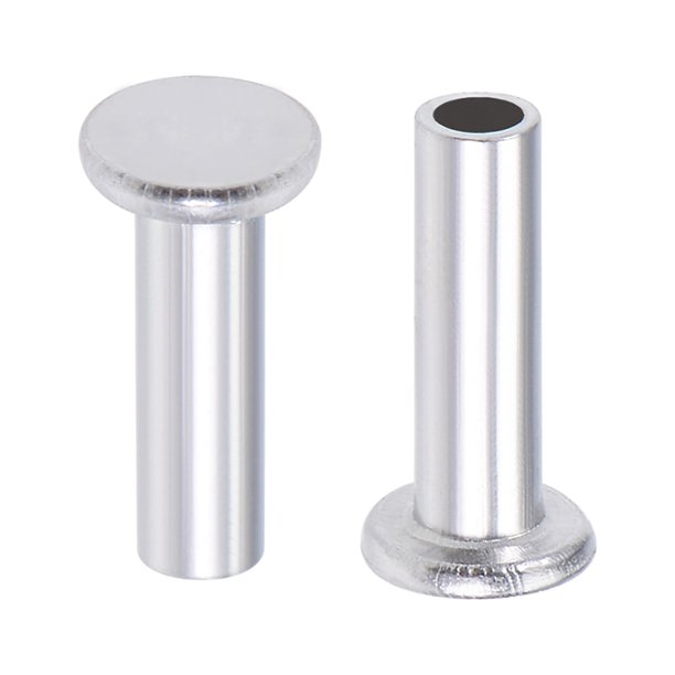100Pcs 3mm x 10mm Aluminum Flat Head Semi-Tubular Rivets Silver Tone ...