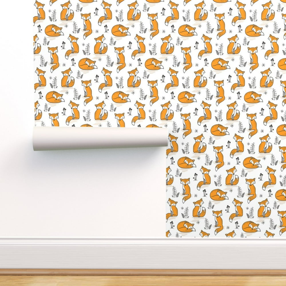 Peel-and-Stick Removable Wallpaper Woodland Cute Animals Fox Foxes