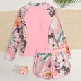 thumbnail image 4 of ATOGUTA Swim Suits for Teens Girls Long Sleeve Rash Guard Set Tankini Bathing Suits Summer Kids Swimwear Size 7-14, Pink, 4 of 6