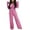 Pink, variant on KIHOUT Clearance Women's Flare Sleeve Button Color Wide Leg Pants Casual Suit