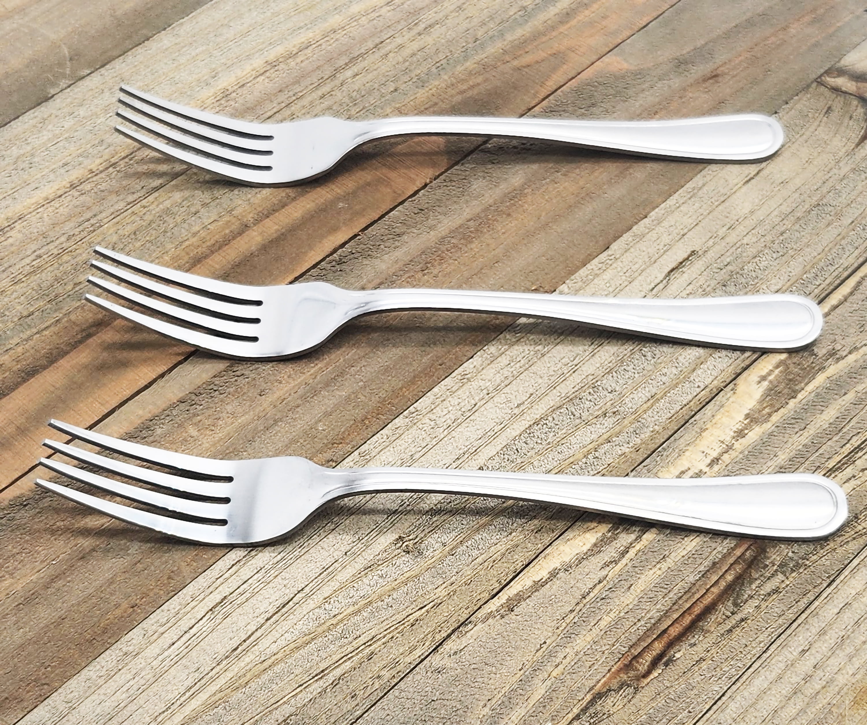 (6 pack) Mainstays Fleetline Stainless Steel Dinner Fork 3 Piece Set Silver