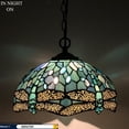 thumbnail image 4 of Tiffany Hanging Light W12H32 Inch Sea Blue Stained Glass Pendant lamp 1E26 Crystal Bead Dragonfly Style S147 WERFACTORY Series Lamps Chandelier Ceiling Fixture (S14712PB), 4 of 7
