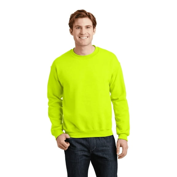 Gildan High Visibility Safety Sweatshirt for Men, Hi Vis Safety Green Crewneck Sweatshirt Fleece Heavy Blend 50/50 Cotton/Poly S