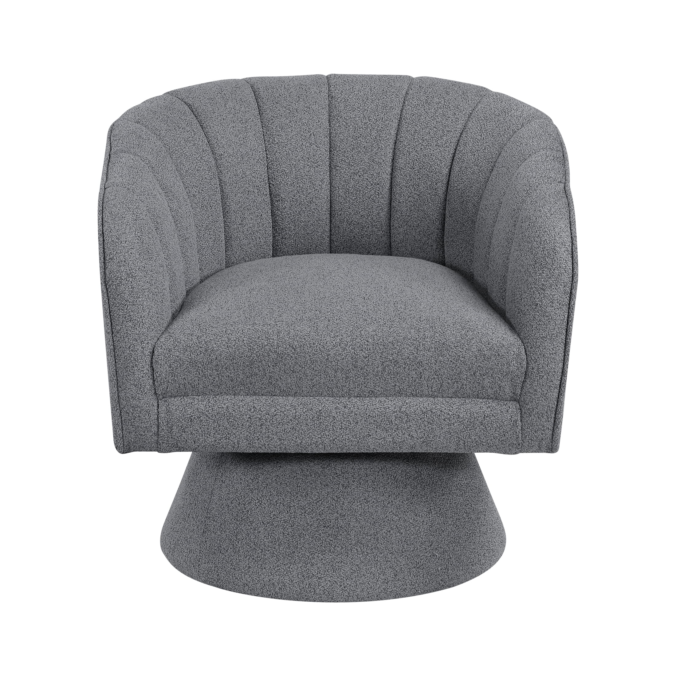 OakvillePark Liora Vale Boucle Swivel Barrel Chair, Dark Gray