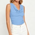 thumbnail image 5 of EazyTech Women's Sleeveless Cowl Neck Top – Solid Color with Front Ruched Detail for Summer, 5 of 6