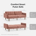 Mopio Aaron Fabric Sleeper Futon Sofa Bed with Armrest for Living Room, Old Rosa