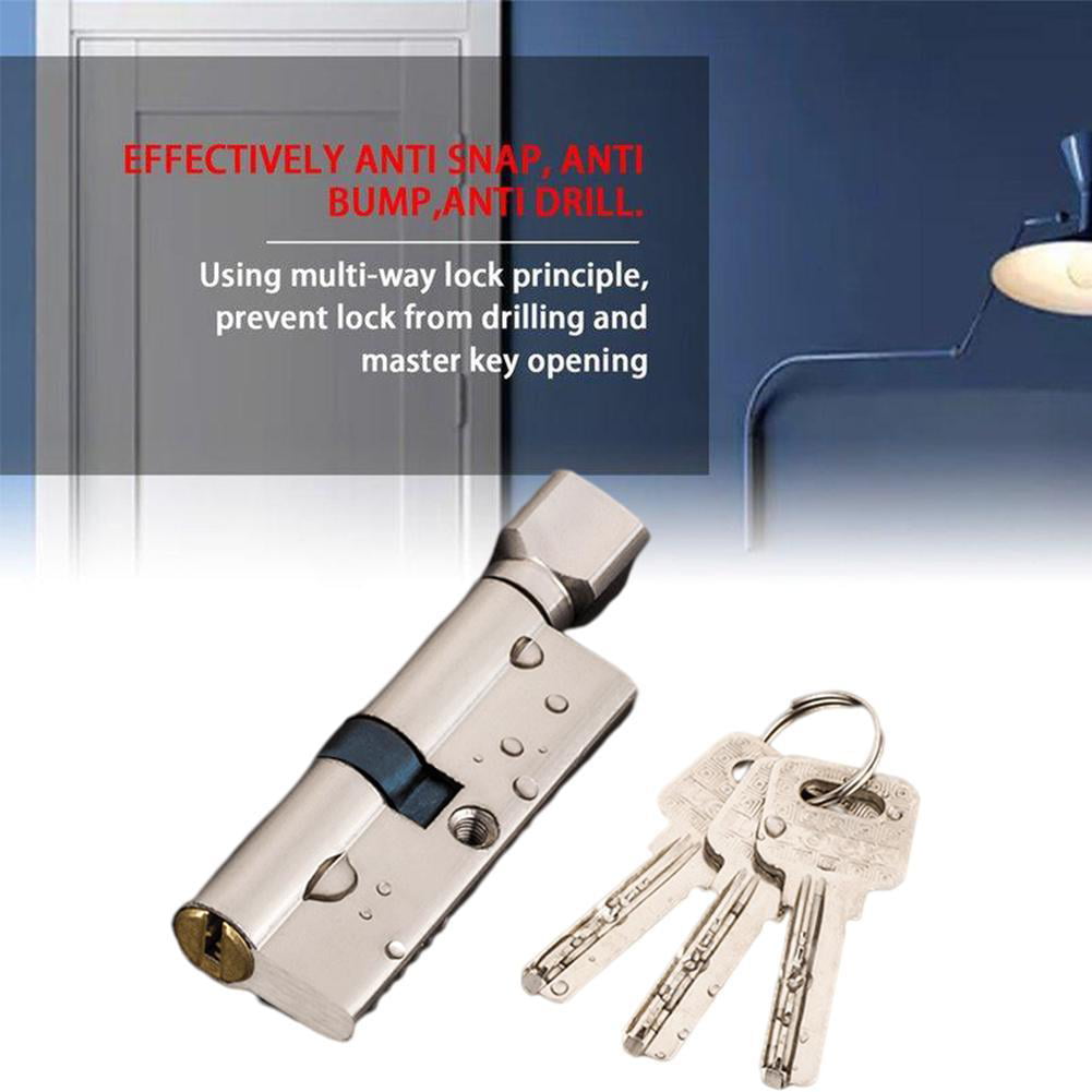 Home Security Anti-Theft 70mm Brass Door Lock Biased 3 Keys Door Cylinder 