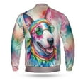 thumbnail image 2 of Hippie Bull Terrier Portrait Watercolor Tie-Dye Vintage Styles All Over Print 3D Baseball Jacket Bully Dog Lovers Gifts Idea Bomber Jacket Softball - 00014, 2 of 6