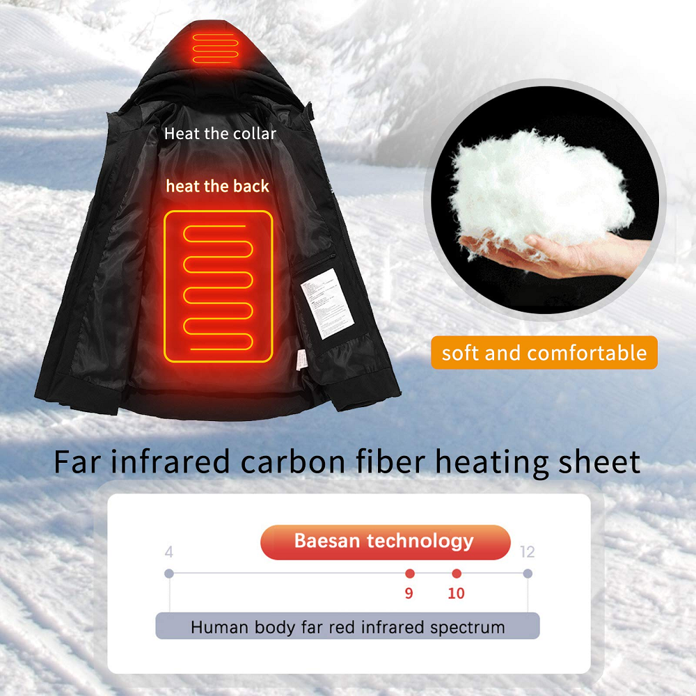 Sexy Dance Heating Jacket for Men Hooded Heated Coat Electric Thermal Outwear Outdoor Down Jackets with 10000mAh Battery Pack - image 5 of 10
