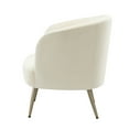 thumbnail image 2 of Velvet Accent Barrel Chair, Upholstered Single Sofa Chair with Gold Metal Legs, Comfy Modern Club Armchair Leisure Reading Chair for Living Bedroom Make-Up Room and Office, Ivory, 2 of 7