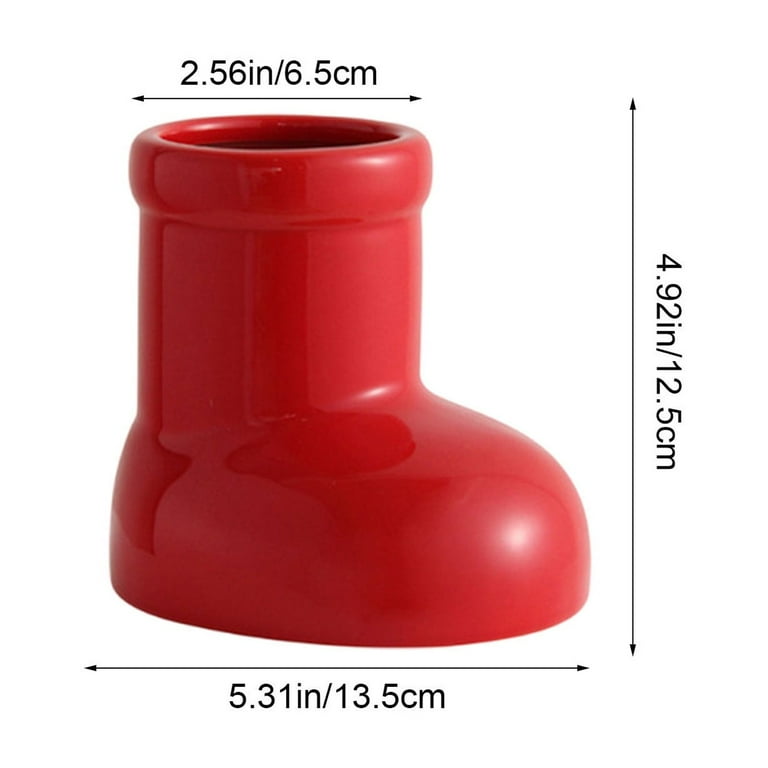 ABPWLY Home Little Red Boots Christmas Tree Ceramic Vase Red Shoes