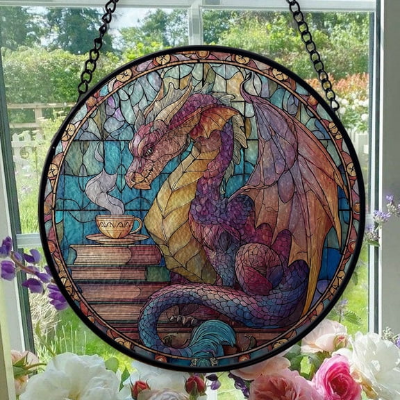 Hanging Stained Glass for Windows Dragon - Stained Glass for Windows Dragon, Festival Gift Ornament, Year-Round Decorative Piece, Home Wall & Window Art