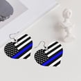 thumbnail image 5 of Heart Shaped Leather Earrings Police Thin Blue Line Flag Leather Earrings Jewelry Gifts For Women, 5 of 6