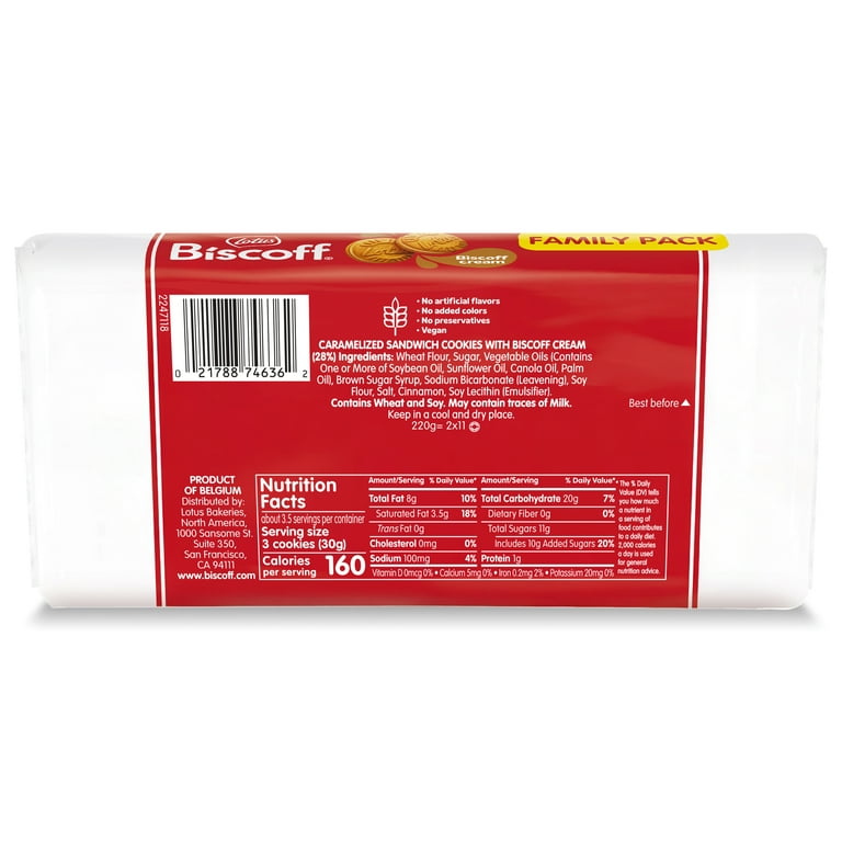 Biscoff Sandwich Cookies, Cookie Butter Creme, 2 Fresh Packs (11 cookies per pack)