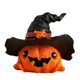 thumbnail image 2 of Adorno de Resina para Halloween, con Sombrero de Bruja, Figura de Calabaza, Decoración Festiva, Exhibición de Mesa, Midiendo 7x7x6.3 cm, para Decoración de Temporada en Interiores., 2 of 6