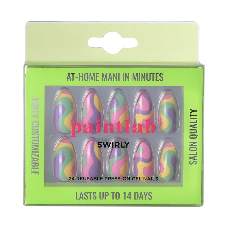 PaintLab Tie Dye Gel Press On Nails Kit, Swirly, 24 Count