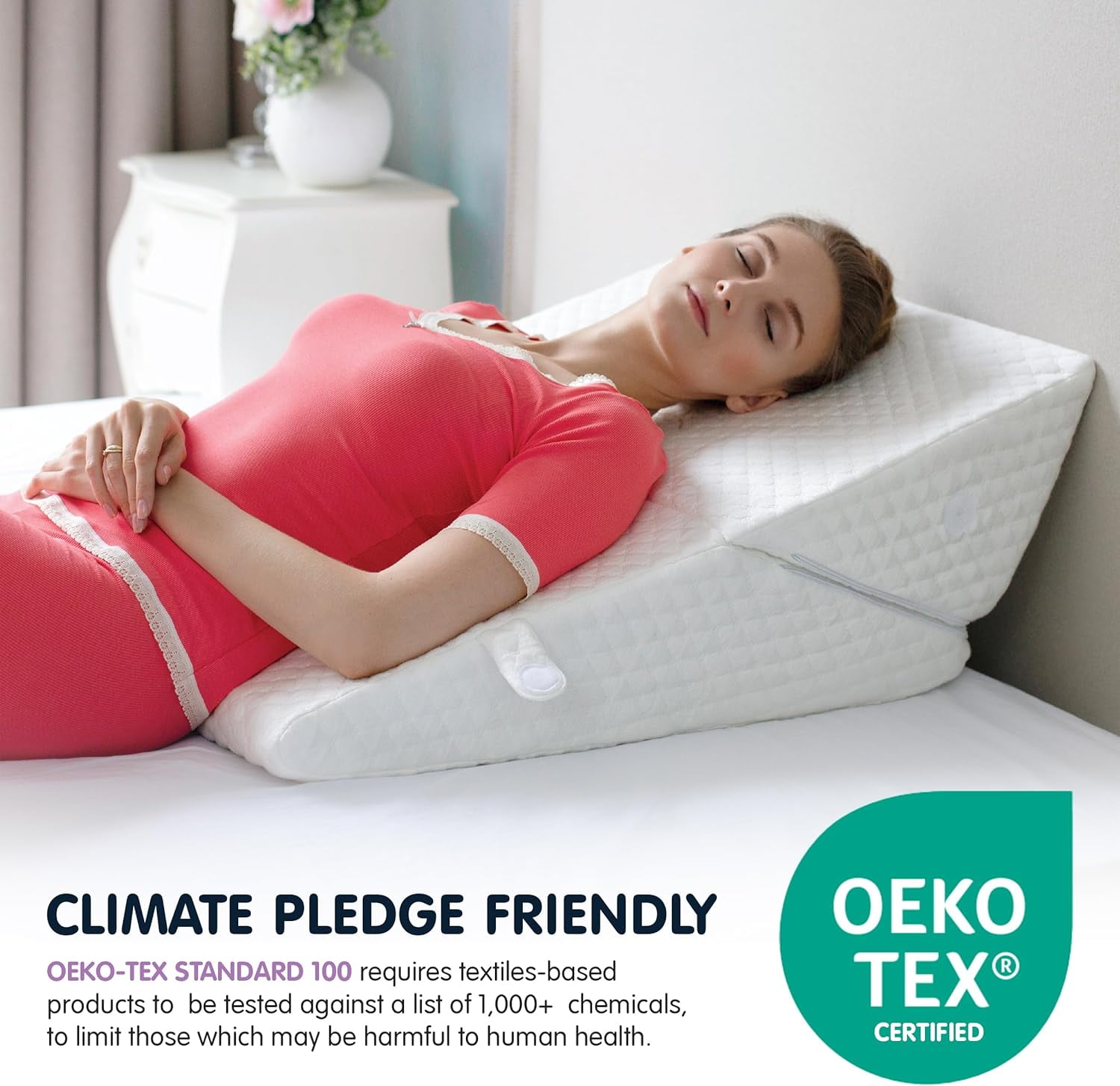 Wedge Pillow for Sleep Apnea, 12 Inch Adjustable Height Bed Wedge Pillow for Headboard, Gerd, Acid Reflux Relief, Snoring, and Post Surgery Recovery. Bed Pillow for Sitting Up in Bed