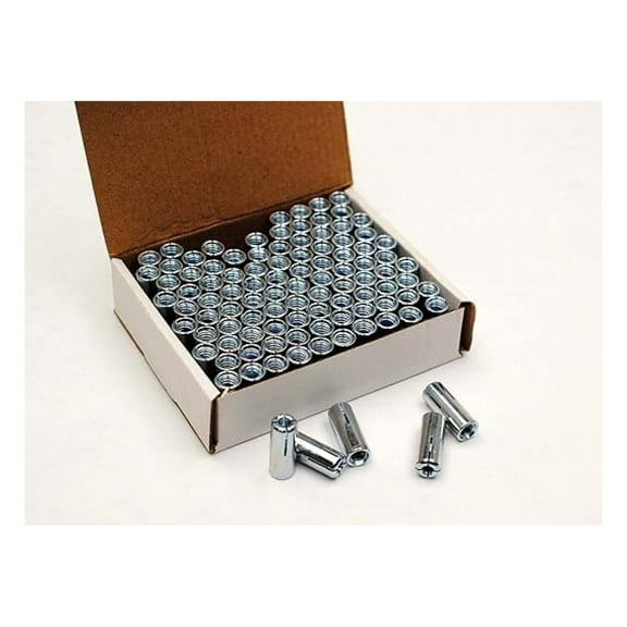 100 x 1/4-20 Concrete Expansion Anchors - 3/8" Drill, 1" Length, Zinc Plated - Drop-in Style Sleeve Anchors for Fastening to Concrete & Masonry