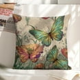 thumbnail image 6 of butterflies flowery field Linen toss pillowcase decoration pillowcase gifting preferred 18x18 inch cushion cover sofa pillowcase sofa bedroom living room car, 6 of 8