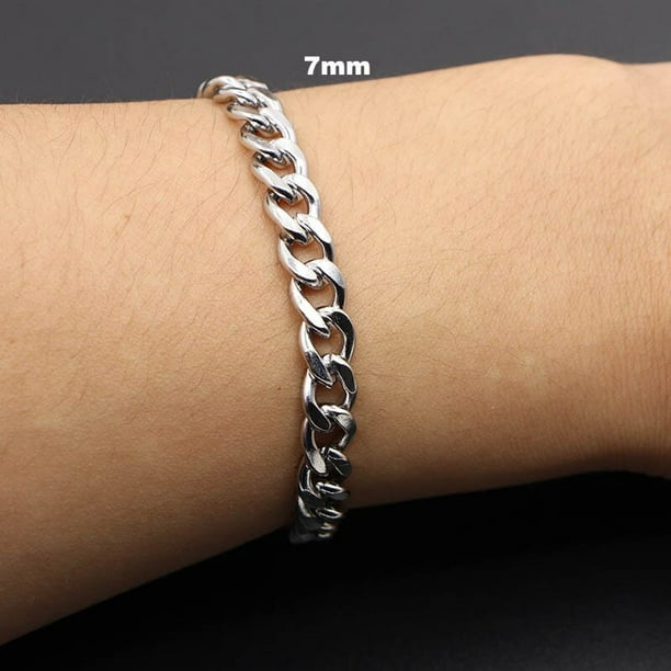 Pulsera de acero inoxidable Simple de 3-7mm para hombre, cadena cubana, pulsera de moda para mujer, pulsera Unisex para parejas, regalo de joyería para fiesta Tan Jianjun unisex