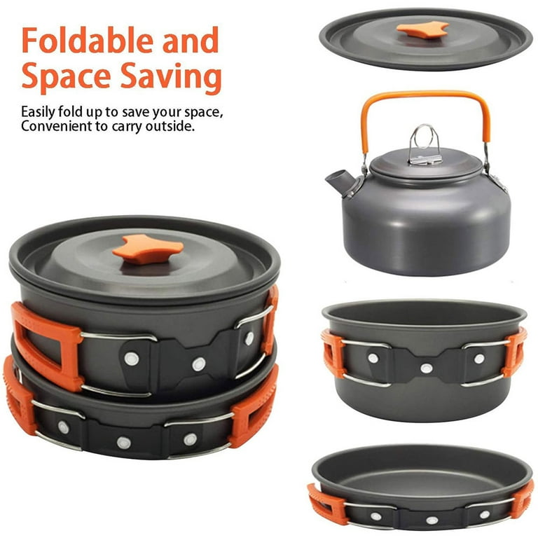 Portable Hiking Cookware Pot Set Collapsible Pot Camping Pans Kettle Dishes  Lightweight Backpacking Picnic Tourist Dishes Set - AliExpress