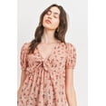 thumbnail image 5 of Front Tie Floral Waffle Top, 5 of 5