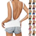 thumbnail image 2 of Sleeveless Tank Tops for Women Casual Workout Shirts Sexy Open Back Activewear Athletic Clothes Sports Tank Top （White,S）, 2 of 9