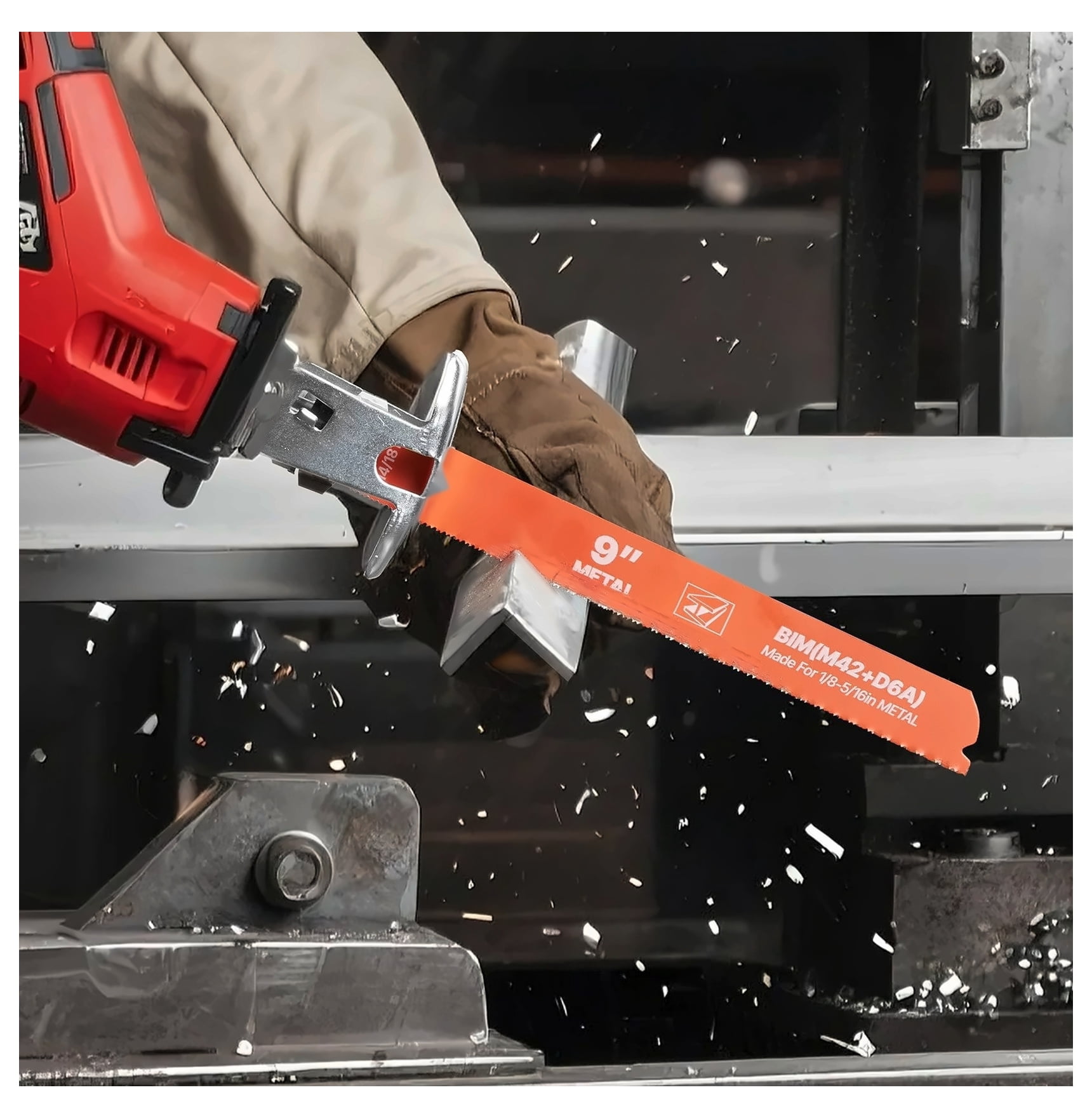 Reciprocating Saw Blades, 25 Pack, 14/18 TPI Bi-Metal Reciprocating Saw Blade Set with Universal Shank, Sharp Teeth for Fast and Smooth Cuts, for Cutting 1/8-5/16 inch Medium Metals, Orange
